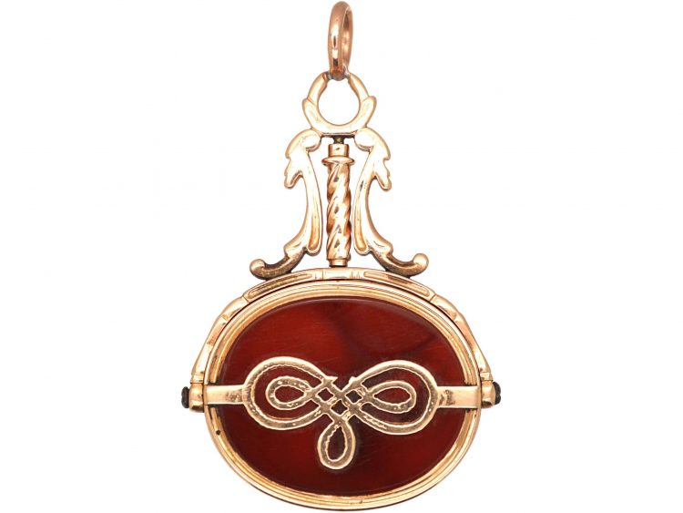 Georgian 15ct Gold Swivel Seal with Carnelian Intaglio of Halley & His Comet