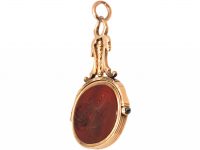 Georgian 15ct Gold Swivel Seal with Carnelian Intaglio of Halley & His Comet