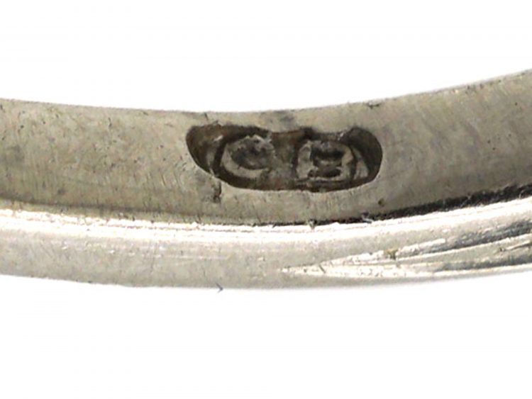 Portuguese Art Deco Platinum & Diamond Ring with Small Diamonds Around the Edge