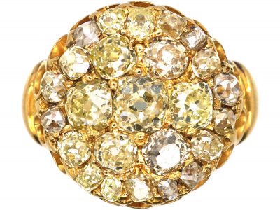 Victorian 18ct Gold Fancy Colour Diamond Cluster Ring