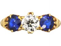 Edwardian 18ct Gold, Sapphire & Diamond Three Stone Ring
