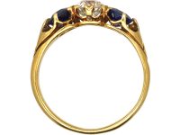 Edwardian 18ct Gold, Sapphire & Diamond Three Stone Ring