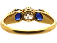 Edwardian 18ct Gold, Sapphire & Diamond Three Stone Ring