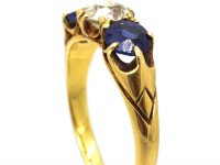 Edwardian 18ct Gold, Sapphire & Diamond Three Stone Ring