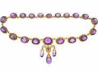 French Early 19th Century 18ct Three Colour Gold & Amethyst Necklace