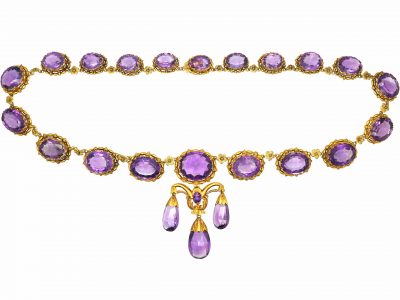 French Early 19th Century 18ct Three Colour Gold & Amethyst Necklace