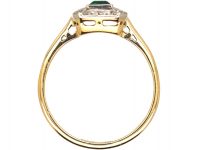Art Deco 18ct Gold & Platinum, Emerald & Diamond Ring