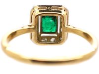 Art Deco 18ct Gold & Platinum, Emerald & Diamond Ring