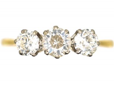 Art Deco 18ct Gold & Platinum, Three Stone Diamond Ring