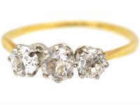 Art Deco 18ct Gold & Platinum, Three Stone Diamond Ring