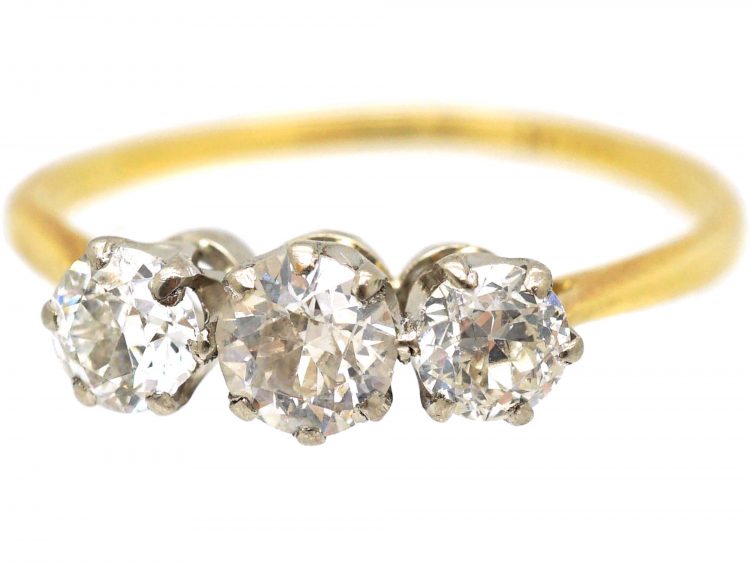 Art Deco 18ct Gold & Platinum, Three Stone Diamond Ring