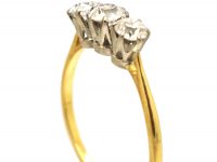 Art Deco 18ct Gold & Platinum, Three Stone Diamond Ring