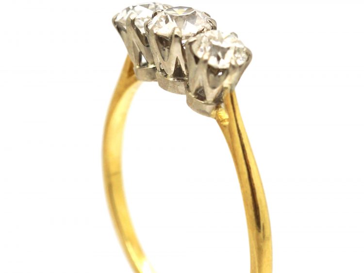 Art Deco 18ct Gold & Platinum, Three Stone Diamond Ring