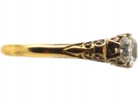 Victorian 18ct Gold, Carved Half Hoop Three Stone Diamond Ring
