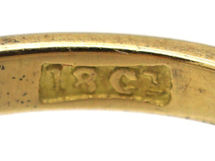 Victorian 18ct Gold, Carved Half Hoop Three Stone Diamond Ring