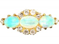 Edwardian 18ct Gold Three Stone Opal & Diamond Ring