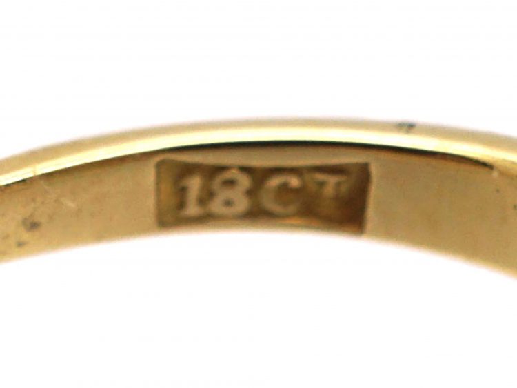 Edwardian 18ct Gold Three Stone Opal & Diamond Ring