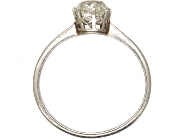 Art Deco Platinum Ring set with an Old Mine Cut Diamond
