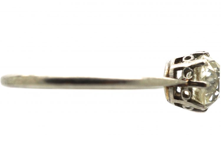 Art Deco Platinum Ring set with an Old Mine Cut Diamond