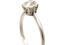 Art Deco Platinum Ring set with an Old Mine Cut Diamond