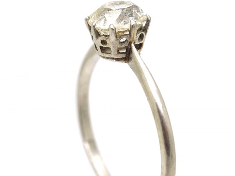 Art Deco Platinum Ring set with an Old Mine Cut Diamond