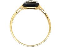 Art Deco 18ct Gold & Platinum, Onyx & Diamond Geometric Ring