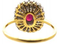 1950s 18ct Gold & Platinum, Ruby & Diamond Cluster Ring