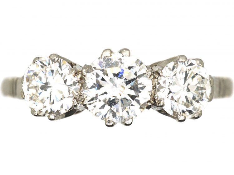 Art Deco Platinum & Three Stone Diamond Ring
