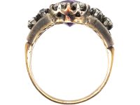 French Early 19th Century Large Amethyst & Old Cut Diamond Cluster Ring