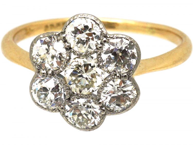 Early 20th Century 18ct Gold & Platinum, Diamond Cluster Ring