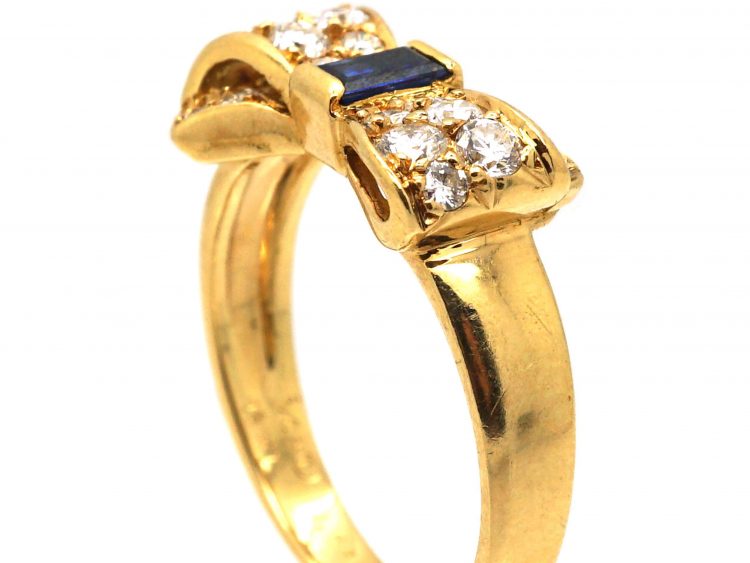 Sapphire & Pave Set Diamond Bow Ring by Van Cleef & Arpels