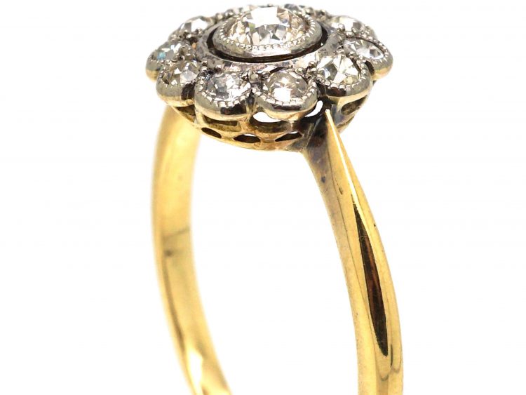 Edwardian 18ct Gold & Platinum, Diamond Cluster Ring