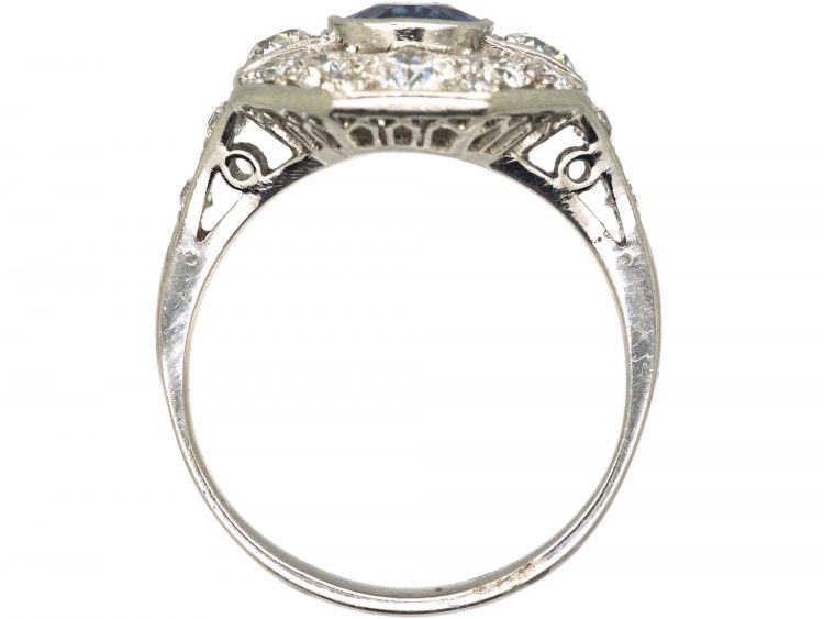 Art Deco Platinum, Diamond & Sapphire Ring