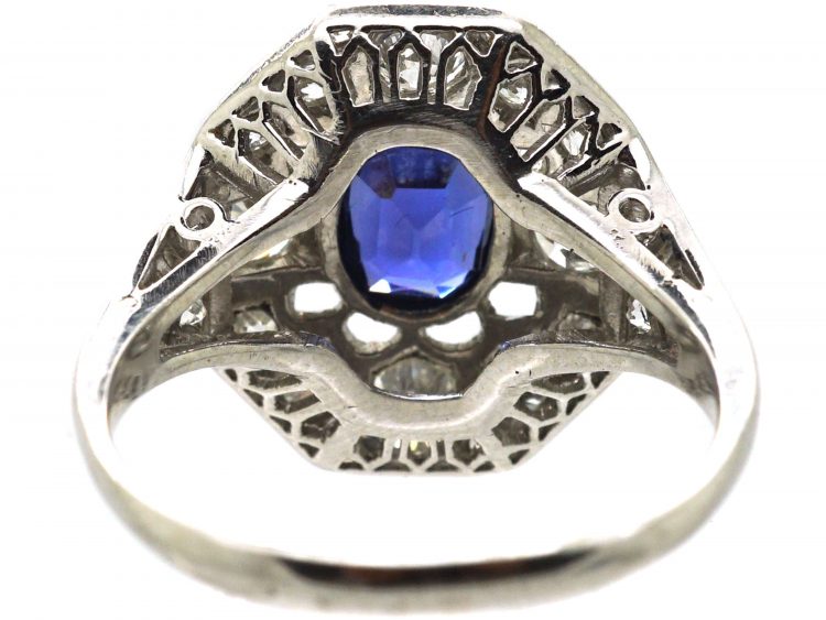 Art Deco Platinum, Diamond & Sapphire Ring