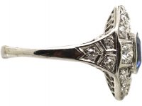 Art Deco Platinum, Diamond & Sapphire Ring