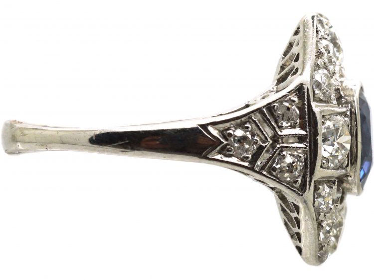 Art Deco Platinum, Diamond & Sapphire Ring