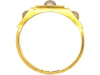 Victorian 18ct Gold, Turquoise Enamel & Natural Split Pearl Ring