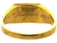 Victorian 18ct Gold, Turquoise Enamel & Natural Split Pearl Ring
