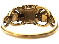 Georgian 18ct Gold, Three Stone Emerald & Diamond Ring