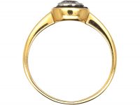 Art Deco 18ct Gold & Platinum, Diamond & Sapphire Small Target Ring