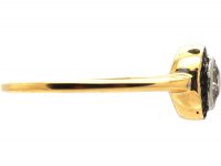 Art Deco 18ct Gold & Platinum, Diamond & Sapphire Small Target Ring