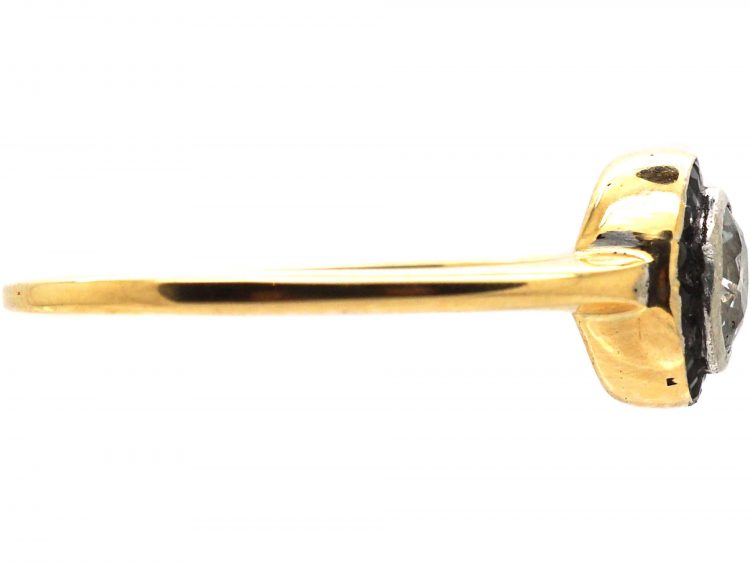 Art Deco 18ct Gold & Platinum, Diamond & Sapphire Small Target Ring