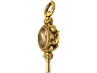 Georgian Gold Cased Watch Key set with Chalcedony & Citrine with Acorn Detail