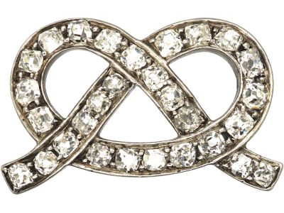 Edwardian Stafford Knot Brooch set with Old Mine Cut Diamonds