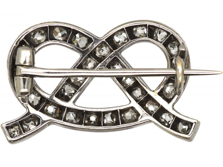 Edwardian Stafford Knot Brooch set with Old Mine Cut Diamonds
