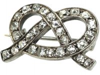 Edwardian Stafford Knot Brooch set with Old Mine Cut Diamonds