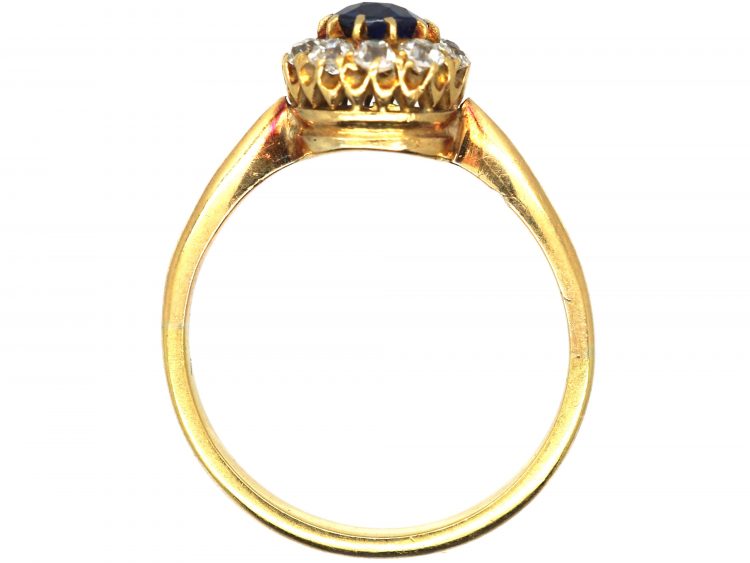 Edwardian 18ct Gold, Sapphire & Diamond Cluster Ring