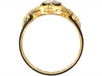 Victorian 18ct Gold, Black Enamel & Diamond Ring