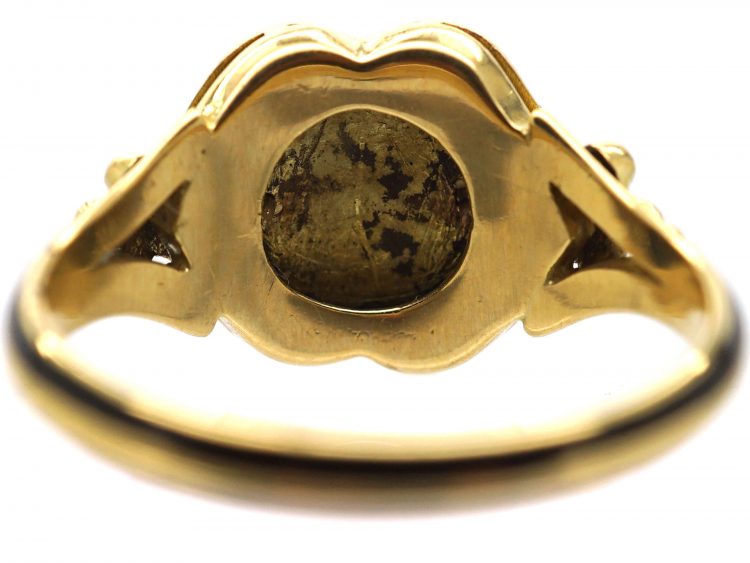 Victorian 18ct Gold, Black Enamel & Diamond Ring