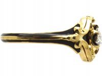 Victorian 18ct Gold, Black Enamel & Diamond Ring